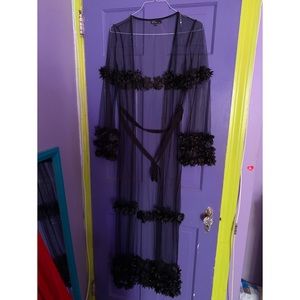 Floral mesh bathing suit cover up